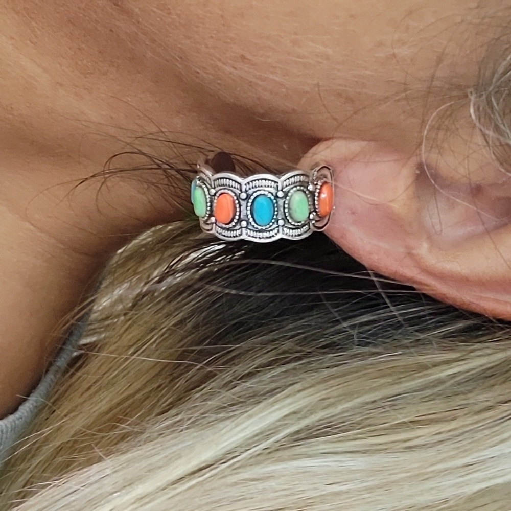 Vibrant Festival Half Hoop Earrings - Picture 3 of 7